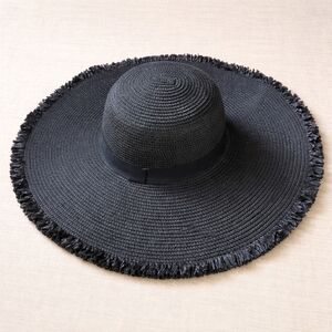 Torrid Wide Brim Straw Hat | Black | Frayed Edge | M/LDescription:Chic Torrid